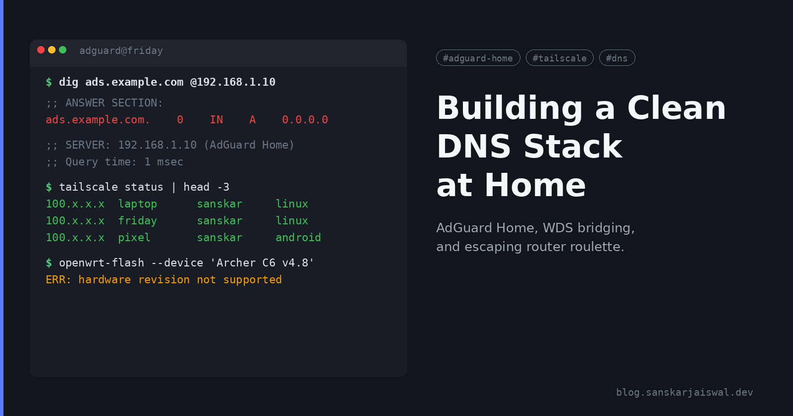 Building a Clean DNS Stack at Home